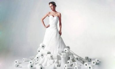 These gorgeous wedding dresses are made from toilet paper